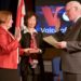 Amanda Bennett being sworn as VOA Director by Broadcasting Board of Governors (BBG) CEO John Lansing, April 18, 2016. Kelu Chao, a longtime VOA senior executive and later acting CEO of USAGM (BBG's name since 2018) is also in the photo.