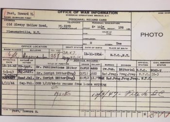 Howard Fast OWI Personnel Card Voice of America at 80