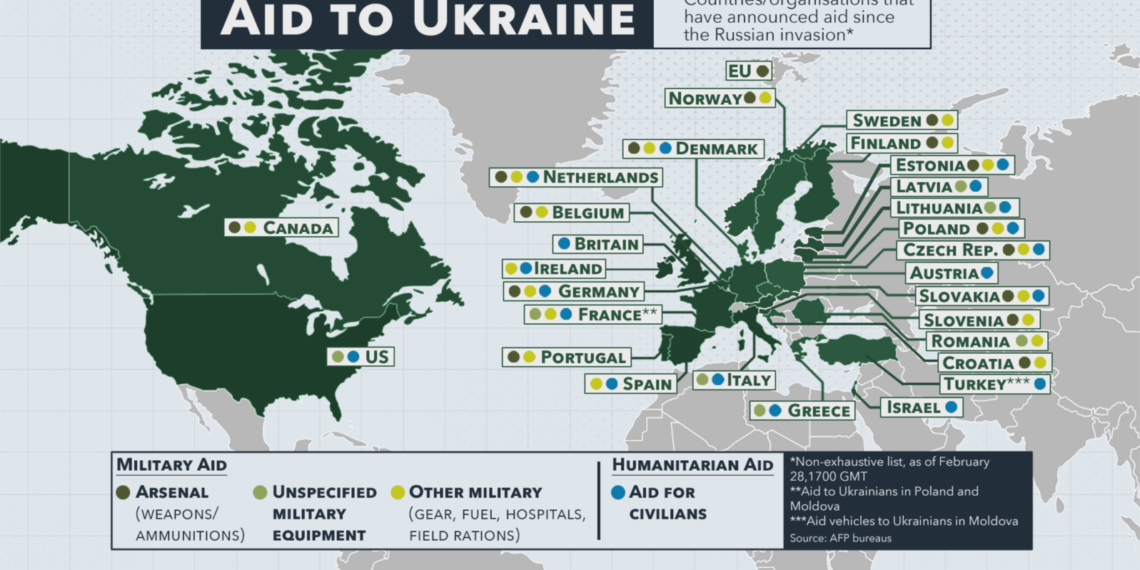 "Corrected" Voice of America (VOA) "Aid to Ukraine" map on the VOA website. Screenshot, March 05, 2022, 5:04PM.