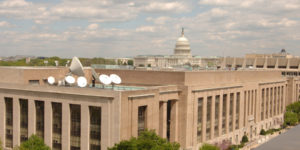 Voice of America headquarters in Washington, D.C.  VOA has Federal government employees and freelancers working as VOA reporters.